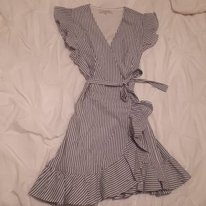 Cotton Wrap Dress with Ruffles